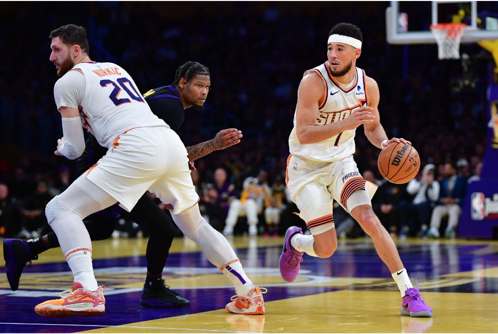 Devin Booker dribbling the ball